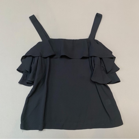 J. CREW black ruffle tank top, women’s 10. - Picture 3 of 5